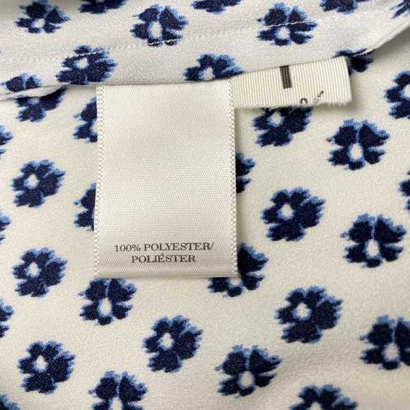 Ann Taylor White Button-Down Blue Flower Print Long-Sleeve Blouse Size S… - Picture 11 of 11